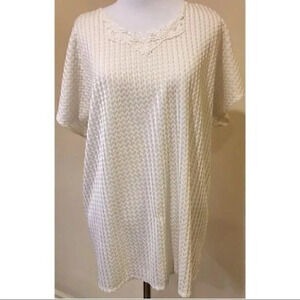Alice Stuart Top Sz 18W Ivory Weave Lace Appliqué